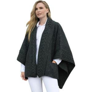 Aran Crafts Irish Ladies Tweed Cape, 100% Tweed with Merino Wool (T35)(Charcoal)
