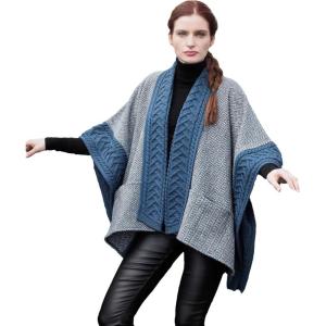 Aran Crafts Irish Ladies Tweed Cape, 100% Tweed with Merino Wool (T35)(Mallard)