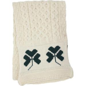 Aran Crafts Irish Shamrock Soft Cable Knitted Scarf 9″x60″ (100% Merino Wool) Natural