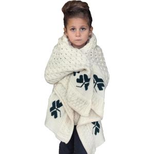 Aran Crafts Kid’s Cable Knit Shamrock Merino Wool Throw 30″x35″ (SHAM-Baby-NAT)