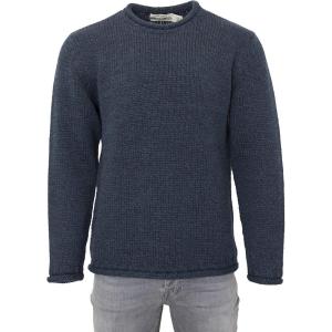 Aran Crafts Mens Plain Curl Neck Long Sleeve Sweater (100% Wool)(Blackwatch)
