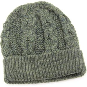 Aran Crafts One Size Irish Cable Knitted Honeycomb Hat (100% Merino Wool)(Army Green)