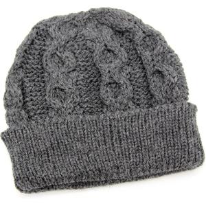 Aran Crafts One Size Irish Cable Knitted Honeycomb Hat (100% Merino Wool)(Charcoal)
