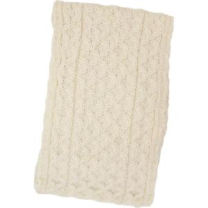Aran Crafts One Size Irish Cable Knitted Honeycomb Scarf (100% Merino Wool)(Natural)