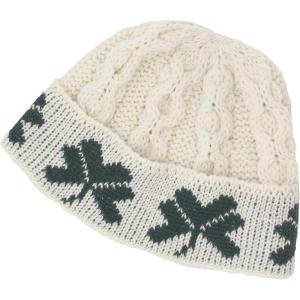 Aran Crafts One Size Irish Soft Cable Knitted Shamrock Hat (100% Merino Wool)
