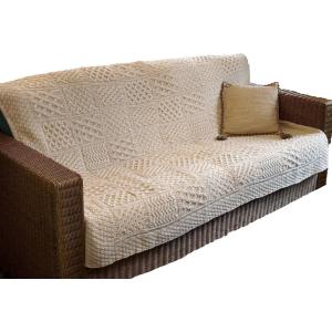 Aran Crafts Soft Cable Knit 100% Merino Wool Throw Cover 50″x60″ (16PAN-THR-NAT)
