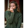 Aran Crafts Irish Women’s Double Collar Zip Cardigan (100% Merino Wool)(Army Green)