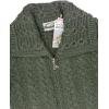 Aran Crafts Irish Women’s Double Collar Zip Cardigan (100% Merino Wool)(Army Green)