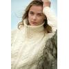 Aran Crafts Irish Women’s Double Collar Zip Cardigan (100% Merino Wool)(Natural)