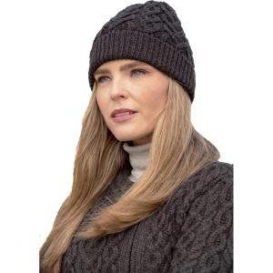 Aran Crafts Women’s Cable Knit Heart Pattern Hat (100% Super Soft Merino Wool)