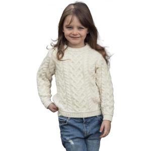 Aran Crafts Kid’s Irish Soft Cable Knit Heart Design Long Sleeve Sweater (100% Merino Wool)