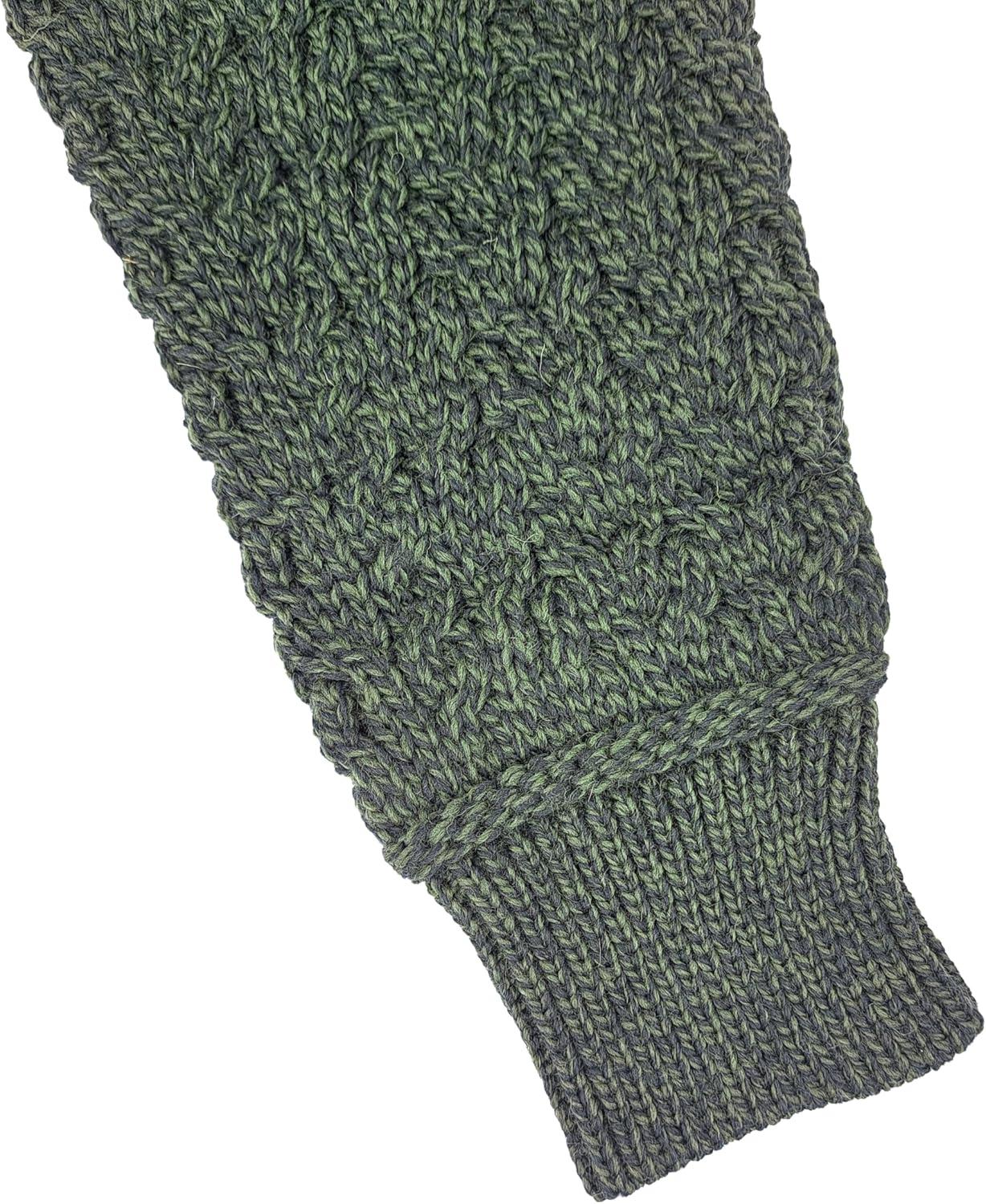 image:imageAran Crafts Unisex Jacquard Sweater 100 Merino Wool Made in IrelandArmy Green