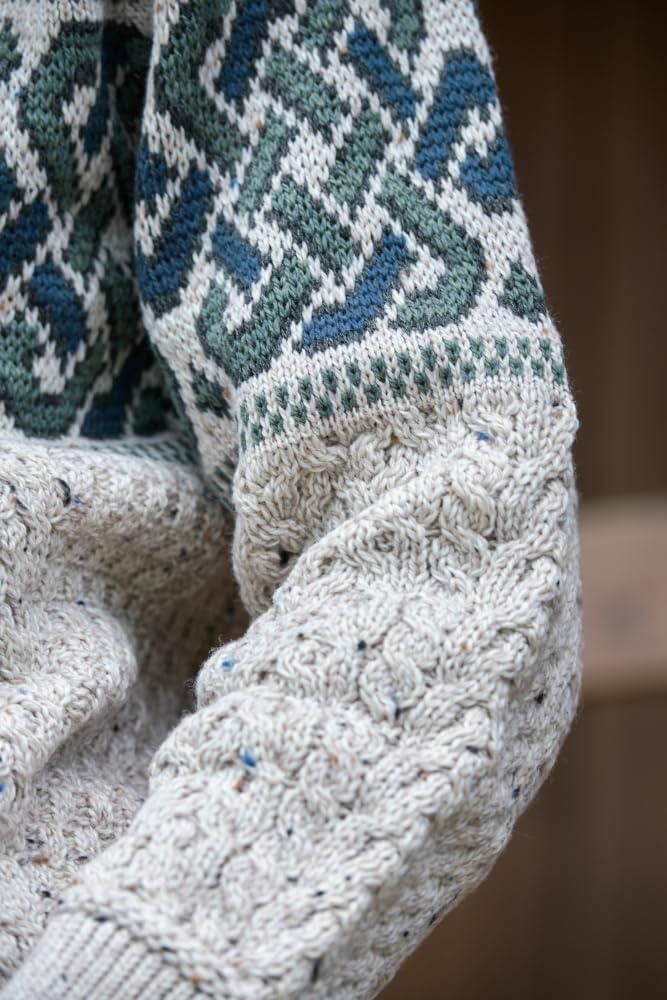 image:imageAran Crafts Unisex Jacquard Sweater 100 Merino Wool Made in IrelandOatmeal