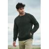 Aran Crafts Men’s Irish Cable Knitted Crew Neck with Tweed (100% Merino Wool)(Army Green)