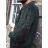 Aran Crafts Men’s Irish Cable Knitted Crew Neck with Tweed (100% Merino Wool)(Army Green)
