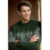 Aran Crafts Unisex Jacquard Sweater 100% Merino Wool, Made in Ireland(Army Green)