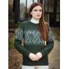 Aran Crafts Unisex Jacquard Sweater 100% Merino Wool, Made in Ireland(Army Green)