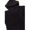 Aran Crafts Women’s Cable Knit Comfortable Side Zip Hoodie (100% Merino Wool)(Black)