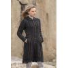 Aran Crafts Women’s Cable Knit Long Button Cardigan Coat (100% Merino Wool)(Charcoal/Black Mix)