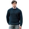 Aran Crafts Men’s Fisherman Irish Rib Crew Neck Wool Sweater (100% Pure Wool)(Blackwatch)