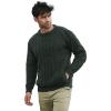 Aran Crafts Men’s Irish Cable Knitted Crew Neck with Tweed (100% Merino Wool)(Army Green)