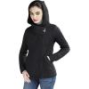 Aran Crafts Women’s Cable Knit Comfortable Side Zip Hoodie (100% Merino Wool)(Black)