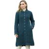Aran Crafts Women’s Cable Knit Long Button Cardigan Coat (100% Merino Wool)(Mallard Mix)