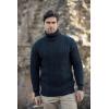 Aran Crafts Irish Mens Polo Neck Sweater, 100% Wool (R1587)(Blackwatch)