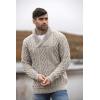 Aran Crafts Men’s Soft Irish Cable Knit Shawl Collar Sweater (100% Merino Wool)(Oatmeal)