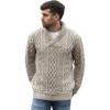 Aran Crafts Men’s Soft Irish Cable Knit Shawl Collar Sweater (100% Merino Wool)(Oatmeal)