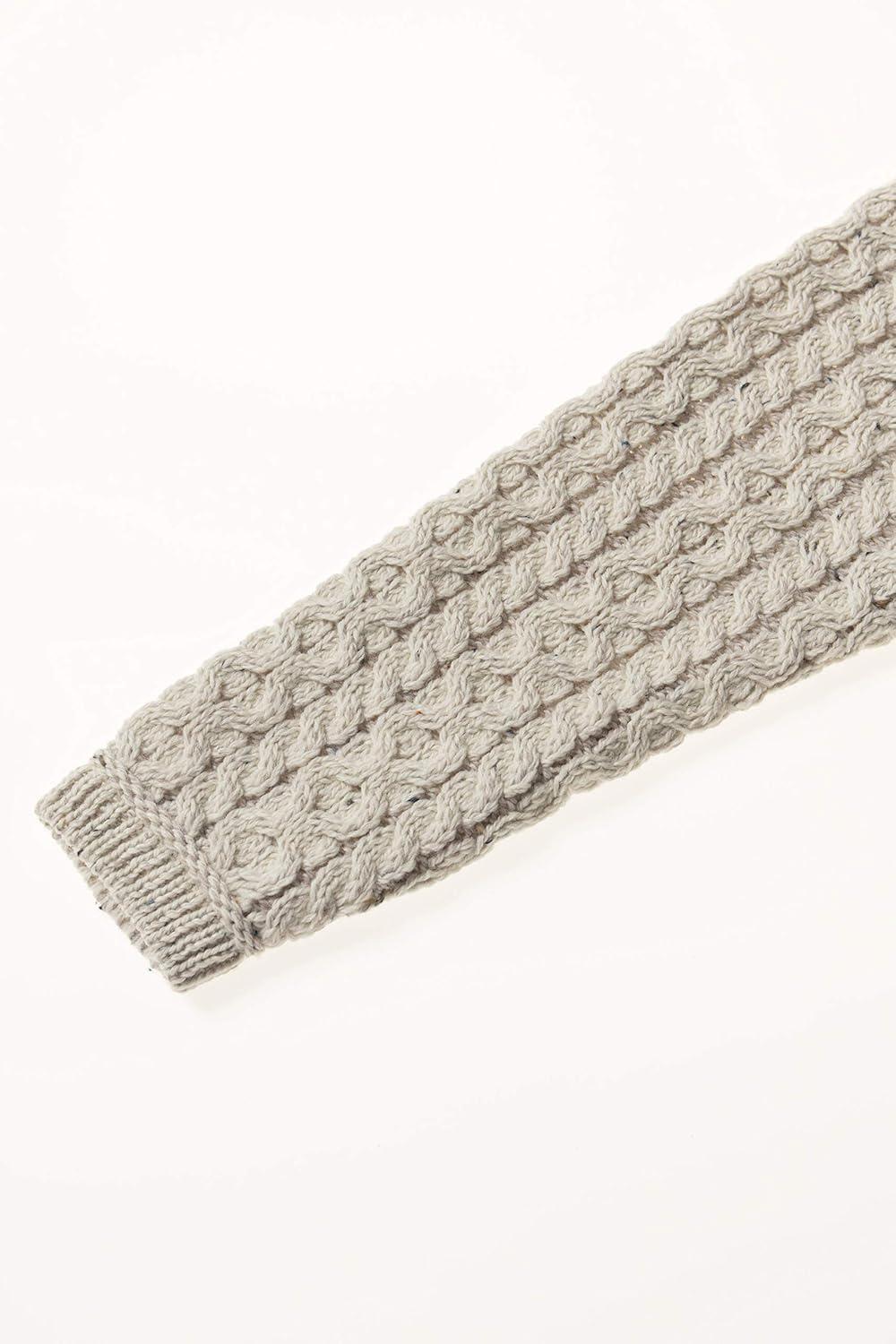 image:imageAran Crafts Womens Cable Knit Soft Shamrock Zip Cardigan 100 Merino WoolNatural
