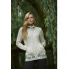 Aran Crafts Women’s Cable Knit Soft Shamrock Zip Cardigan (100% Merino Wool)(Natural)